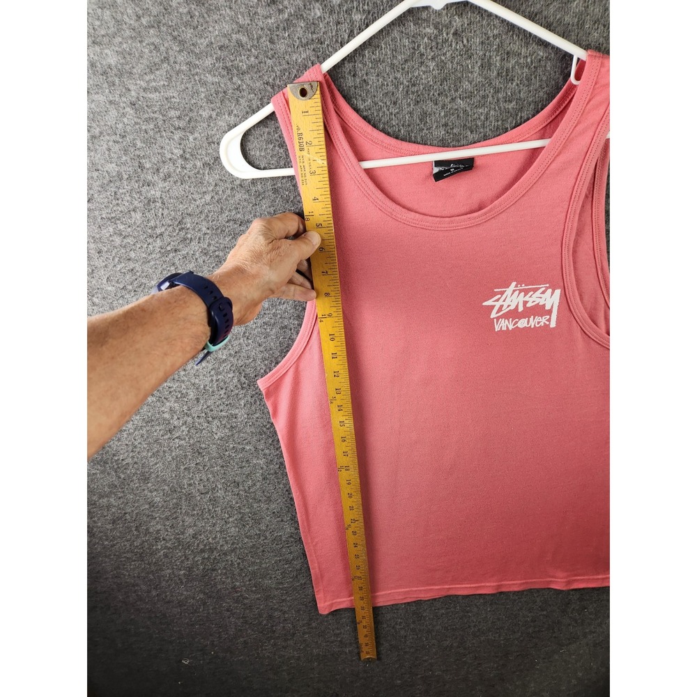 Stussy Vancouver Tank Top Men's Med Coral Graphic Streetwear Logo Cut Tag - Picture 5 of 8
